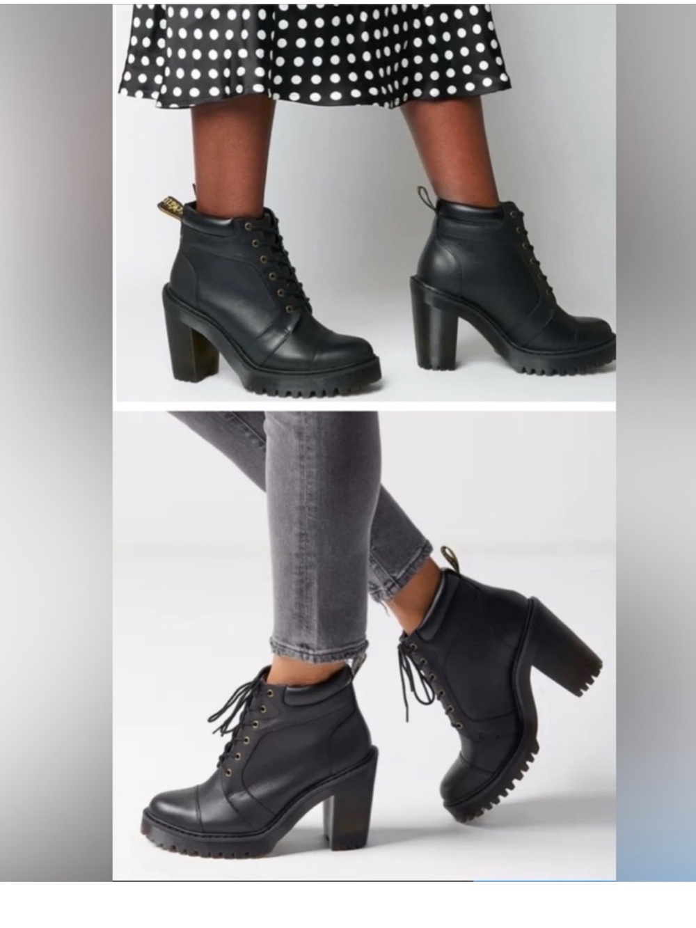 Dr. Martens Averil  Black Leather Platform Lace-Up Heeled Boots size 7